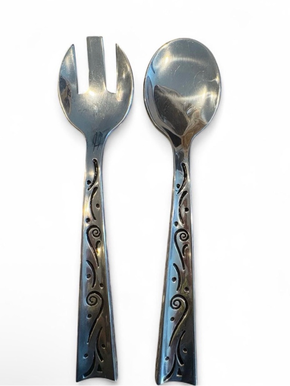 Lenox Stainless Steel Decorative Salad Serving Set - Silver
